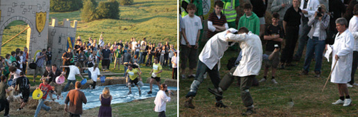 Mad antics including the famous 'shin kicking' at the Robert Dover Olympick Games near Chipping Campden in the Cotswolds.
