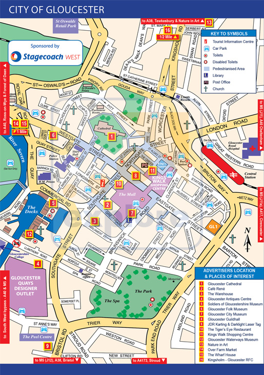 Gloucester Map - Exploregloucestershire.co.uk, the premier website for ...