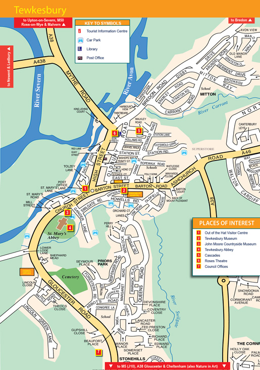 Map of Tewkesbury Exploregloucestershire.co.uk, the premier website for exploring Gloucestershire