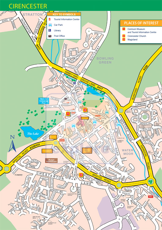 Map of Cirencester Exploregloucestershire.co.uk, the premier website