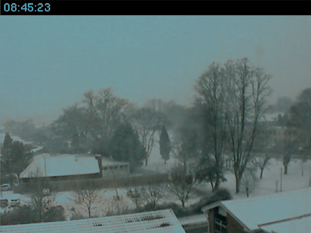 Cheltenham web cam in winter overlooking Sandford Park, Cheltenham