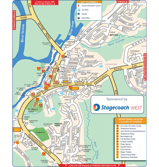 Gloucestershire Maps: Map of Tewkesbury
