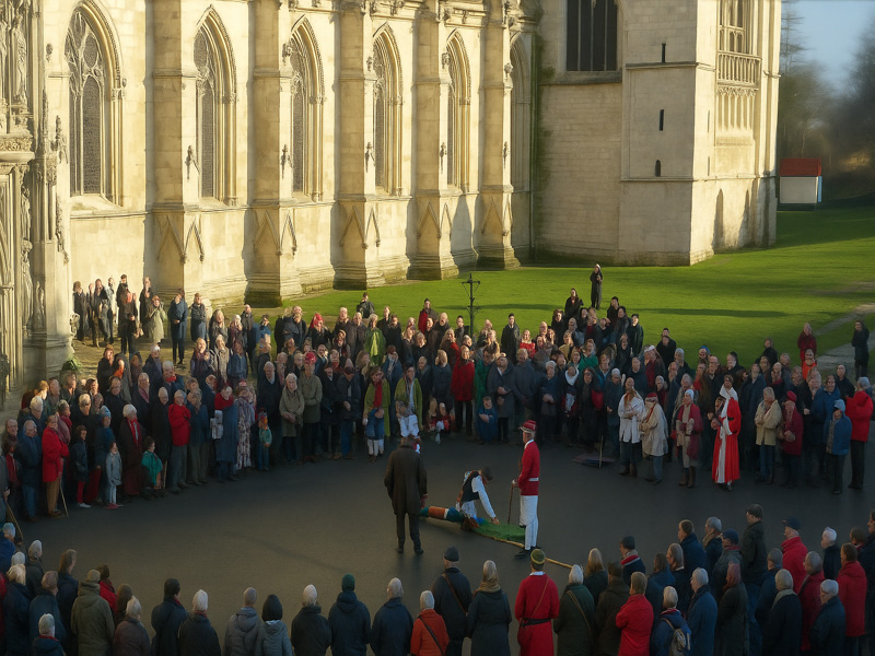 Gloucester Morris Men and Mummers Dance at Gloucester Cathedral