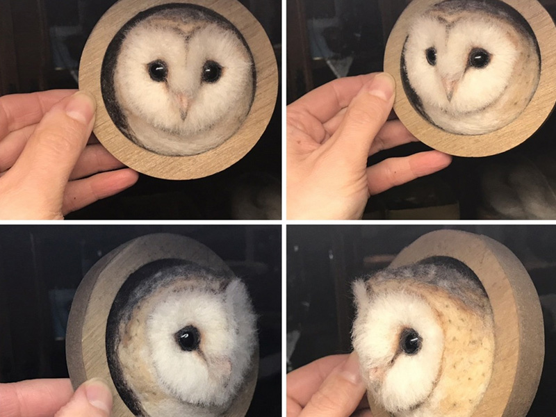 Art Courses at Nature in Art - Felt Peeping Barn Owl