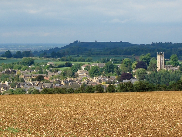 Looking over the Cotswold town of Chipping Campden with Dover Hill in the background