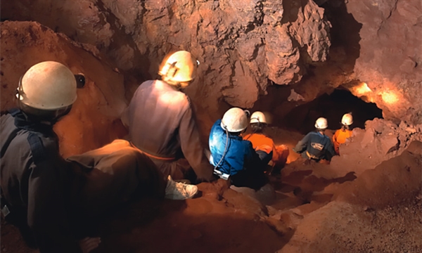 Caving at Clearwell Caves in the Forest of Dean