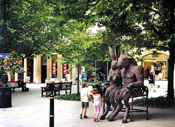 The Hare and the Minotaur bronze sculpture on The Promenade, Cheltenham