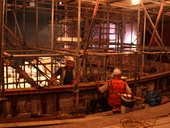 Workers on the dress circle