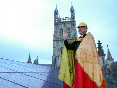 Solar panels on Gloucester Cathedral