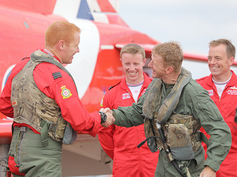 Tim Peake takes off with Red Arrows at Royal International Air Tattoo