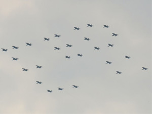 EIIR Fylpast at Air Tattoo by 27 RAF Hawk jets