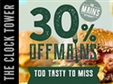30% off Main Meals