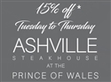 15% at The Ashville Steakhouse